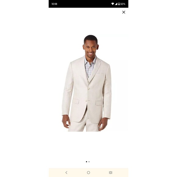 Perry Ellis Men's Linen Big & Tall Linen Blend Herringbone Blazer
